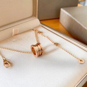 BVLGARI B.ZERO1 series spring small 18k rose gold necklace for men and women